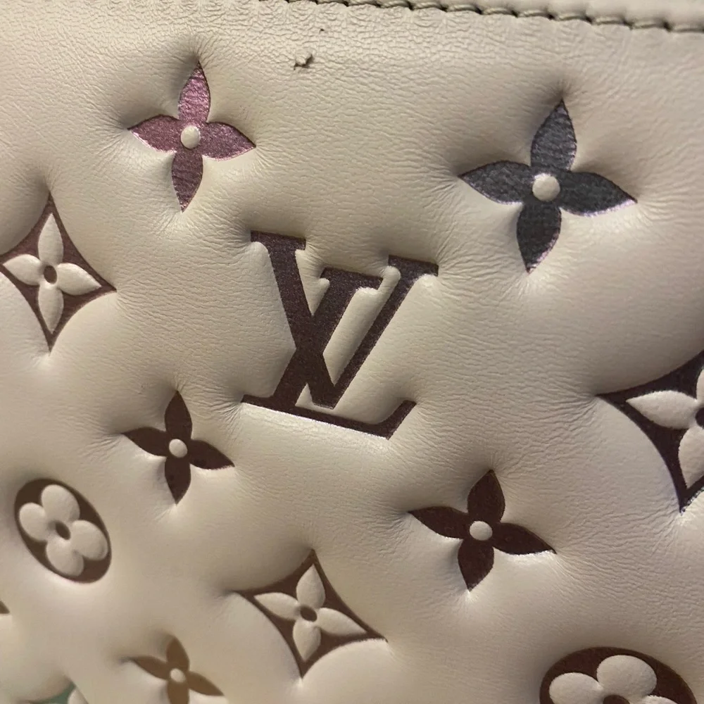 Louis Vuitton Gray Coussin Leather Bag with Iridescent Chain - Picture 6 of 9